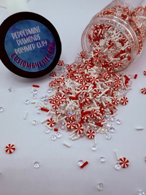 2. Peppermint Diamonds- Polymer Clay Pieces 11-10