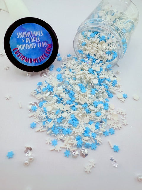 10. Snowflakes and Pearls- Polymer Clay Pieces 11-10