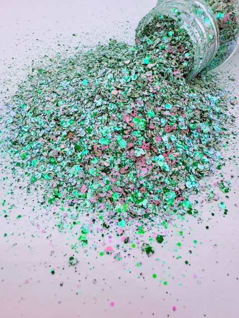 Enchanted Mistletoe- Green Color Shift Mosaic Chunky Mixed Glitter 11-2