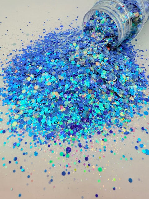 Frozen Wish- Blue and Iridescent Circle and Chunky Custom Mixed Glitter 11-1