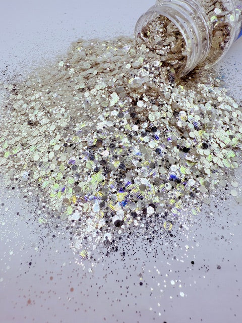 Champagne Blizzrad- Ultra Sparkle Silver Gold Textured Custom Mixed Chunky Glitter