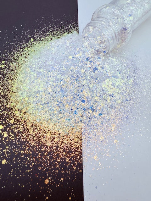 Frosted Snowflake- White Textured Silver Blue Color Shift Chunky Mixed Glitter 11-1