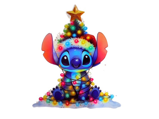 ZZ. Blue Alien Wrapped in Lights Decal