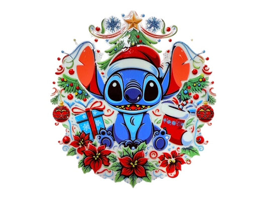 EEE. Blue Alien Christmas Decal