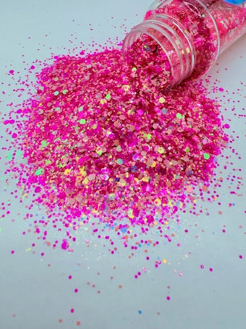 Pink Wonderland- Hot Pink and White Opal Chunky Custom Mixed Glitter 11-3