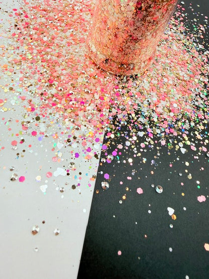 EXCLUSIVE MIX E- Pink Gold White Pearl Custom Mixed Chunky Glitter