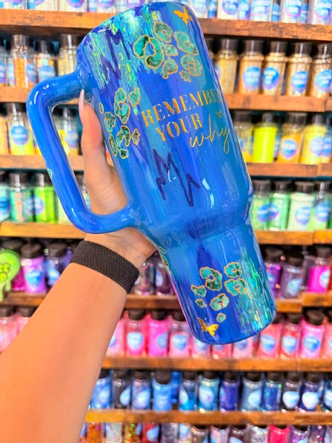 40 OZ SPILL PROOF - BLUE GOLD LEOPARD