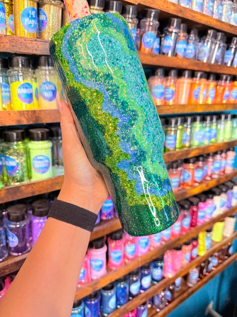 40OZ SPILL PROOF GREEN BLUE GEODE- NOT RTS