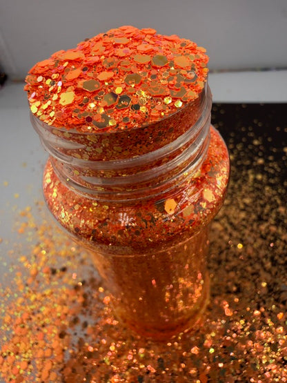 Clementine Couture- Firey Chrome Orange Chunky Mixed Glitter