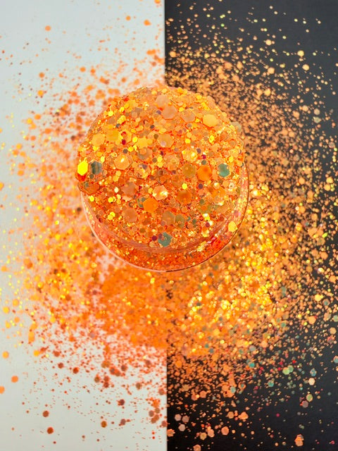 Clementine Couture- Firey Chrome Orange Chunky Mixed Glitter