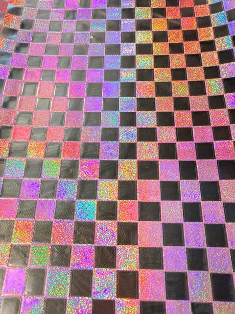 E. ELEMENT SHEET- Pink Glitter Holographic Checkers