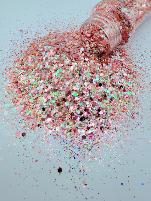 Saddle Blush - Rose Gold Pink Textured Chunky Mixed Glitter 12-3