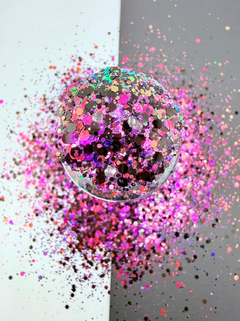 Shapeshifter- Purple Green Pink Black Color Shift Chunky Custom Mixed Glitter
