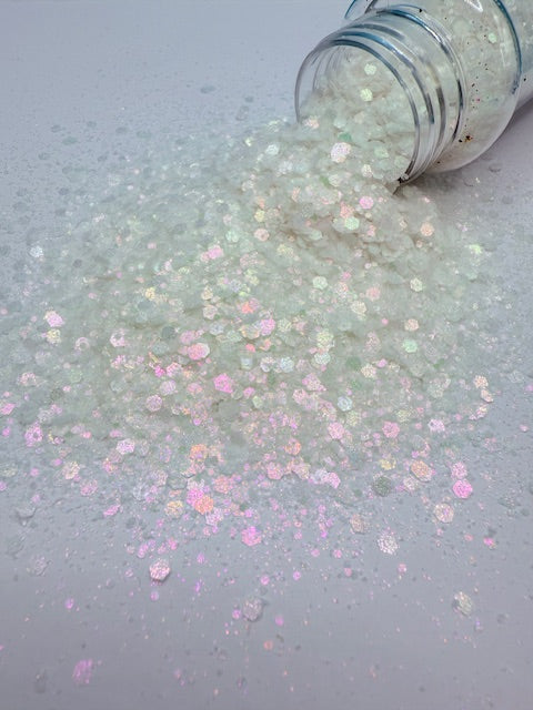 White Sands- White Pearl Shimmer Chunky Mixed Glitter 1-9