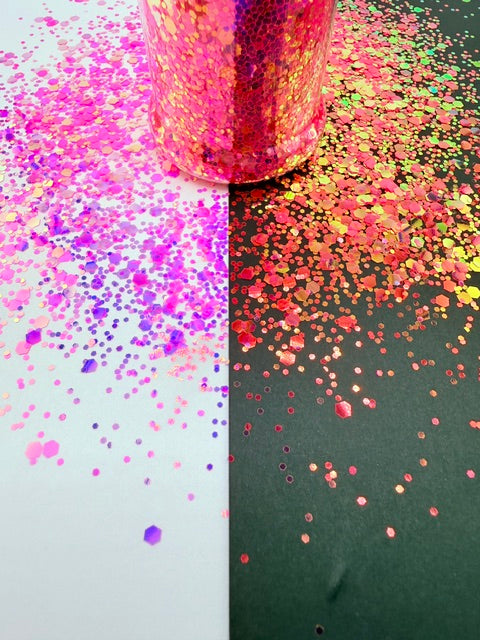 Fearless- Hot Pink Iridecent Color Shift Chunky Mixed Glitter
