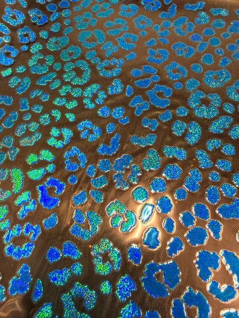 D. ELEMENT SHEET- Blue Color Shift Sparkle Holographic Leopard