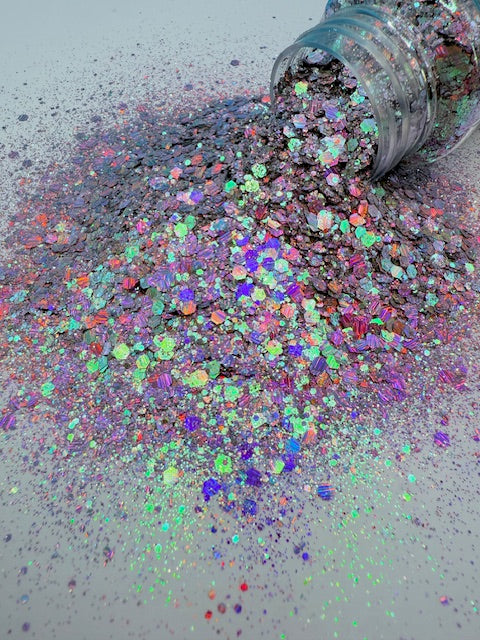 Wonderland- Silver Color Shift Striped Holographic Glitter 8-5
