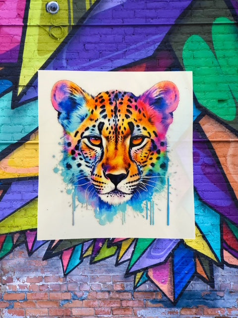 175. Rainbow Watercolor Cheetah Leopard Decal