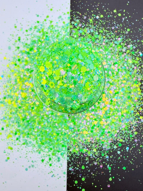 EXCLUSIVE MIX C- Green Holographic Textured Chunky Custom Mixed Glitter
