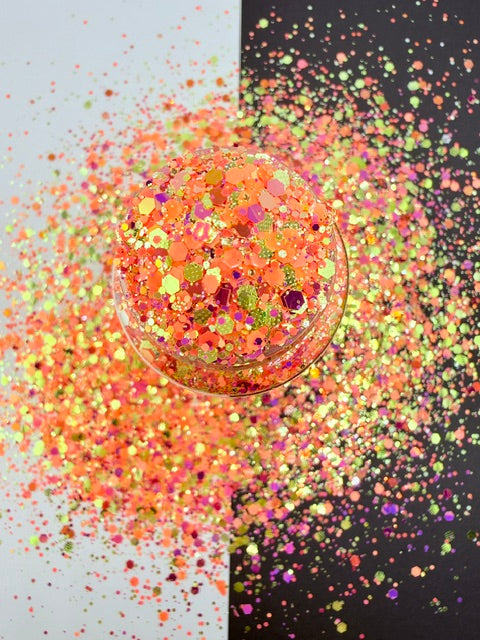 EXCLUSIVE MIX D- Coral Pink Yellow Textured Chunky Custom Mixed Glitter