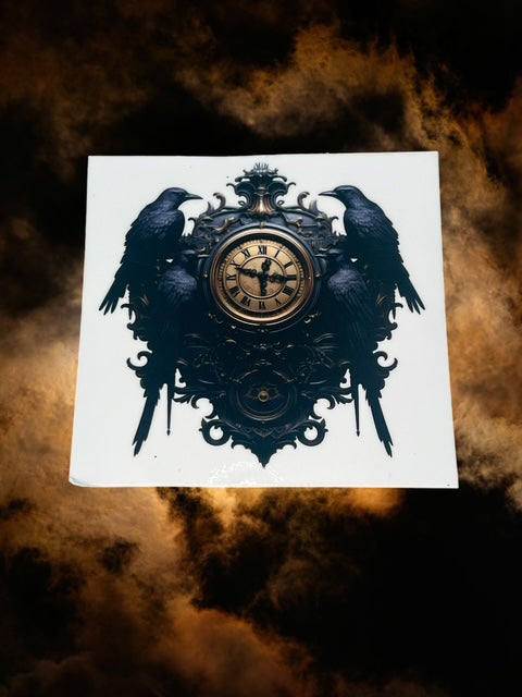 186. Crow Clock Decal
