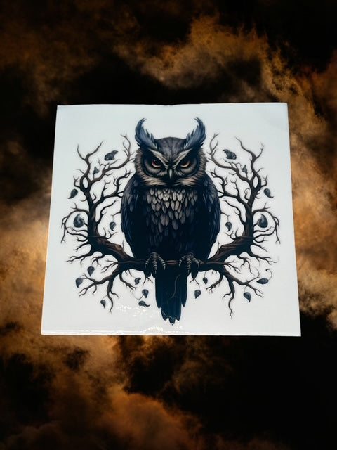 595. Black Goth Owl Decal