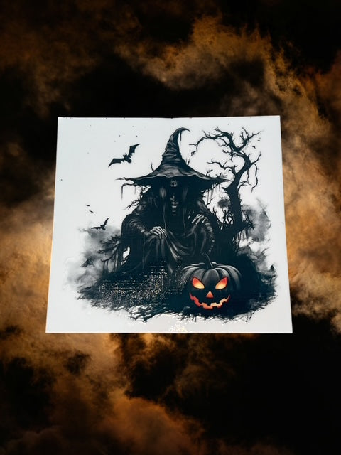 597. Black Spooky Witch Decal
