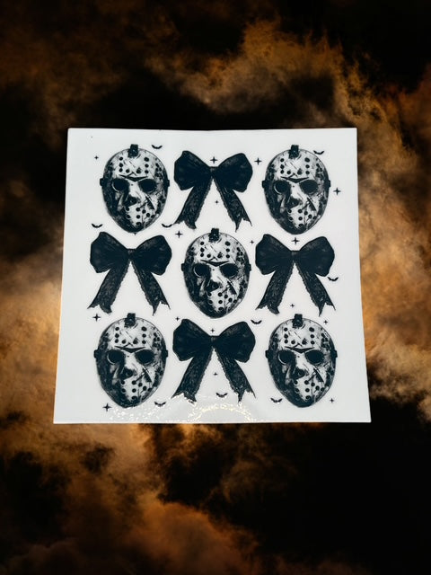 576. Jason Mask Black Bow Embellishment Decal