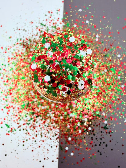 Christmas Movie- Classic Red White Green Red Chunky Mixed Glitter