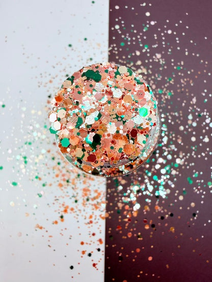 Cashmere Forest- Luxe Gold Rose Gold Green Chunky Custom Mixed Glitter