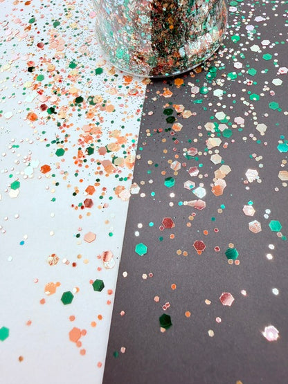 Cashmere Forest- Luxe Gold Rose Gold Green Chunky Custom Mixed Glitter