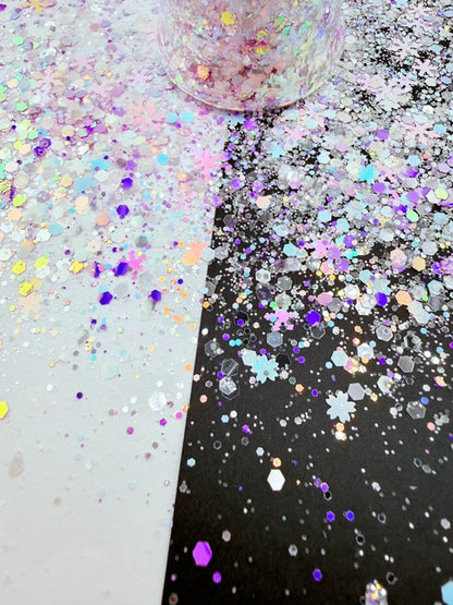 Purple December- Luxe Purple White Chunky Snowflake Mixed Glitter