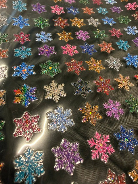 L. ELEMENT SHEET- HOLOGRAPHIC Multicolor Mini Snowflakes