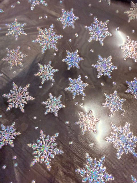 D44. ELEMENT SHEET- Silver Sparkle HOLOGRAPHIC Snowflakes