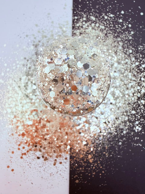 Diamond Drip 2- Silver White Luxe Chunky Mixed Glitter