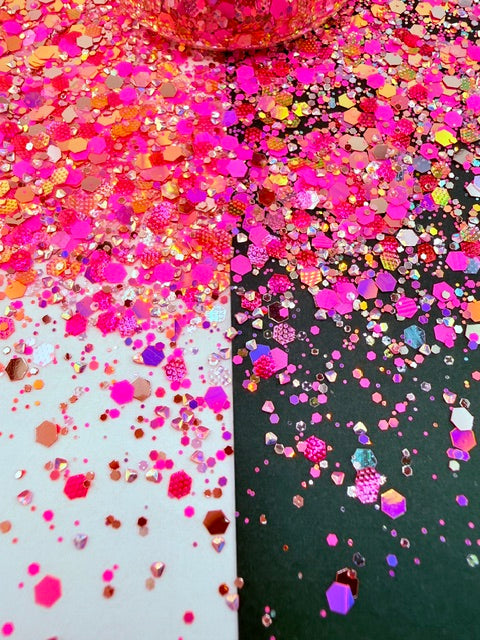 Pink Sugar- Pink on Pink Diamond Chunky Custom Mixed Glitter