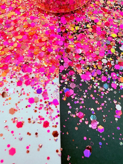 Pink Sugar- Pink on Pink Diamond Chunky Custom Mixed Glitter