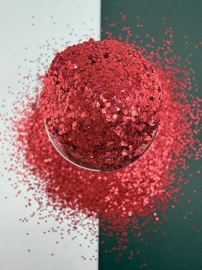 Merry & Bright- Mini Chunky True Red Sparkling Color Shift Glitter