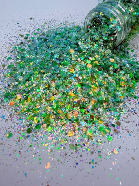 Grasshopper - Green Iridescent Textured Chunky Mixed Glitter 8-4