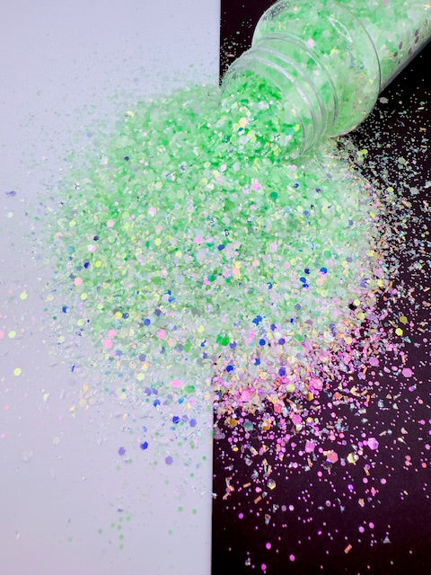 Pistachio Pixie- Mint Green Color Shift Chunky Mixed Glitter