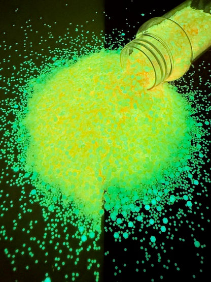 Tangerine Afterlight- Orange Holographic Glow in the Dark Chunky Mixed Glitter 3-5