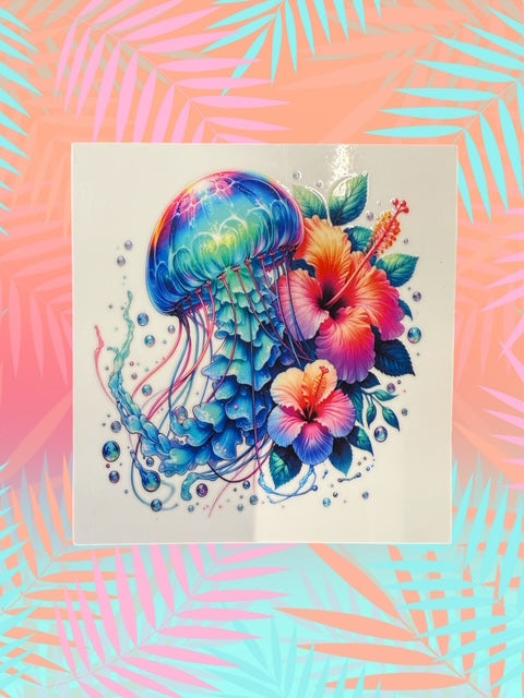 522. Floral Jellyfish Decal