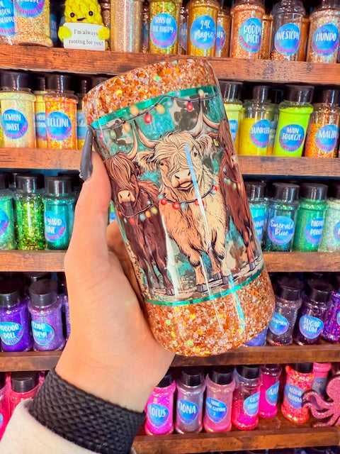 Christmas Cow Slim Can Koozie Tumbler