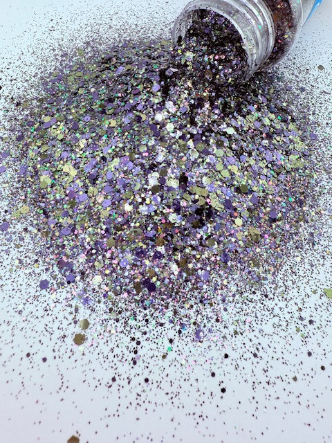 Cursed Crystal- Gunmetal and Purple Chunky Custom Mixed Glitter 12-2