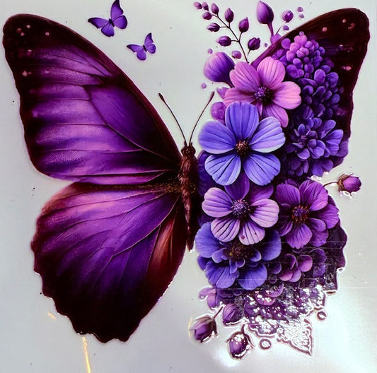 327. Purple Floral Butterfly Decal
