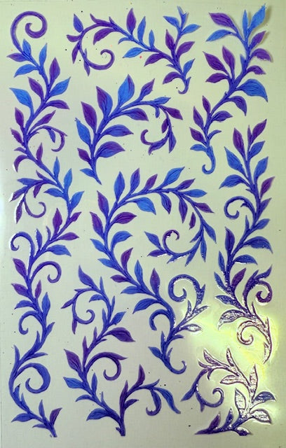 152. Blue and Purple Vine Embellishment Decal