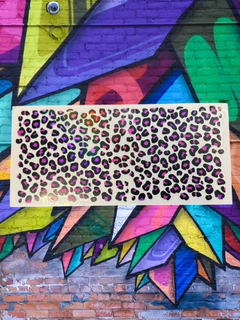 100. Small Hot Pink Holographic Leopard Spots UVDTF