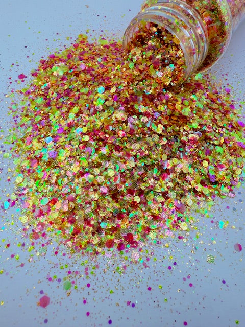 Sunset in Maui - Yellow Orange Pink Custom Mixed Textured Glitter 10-5