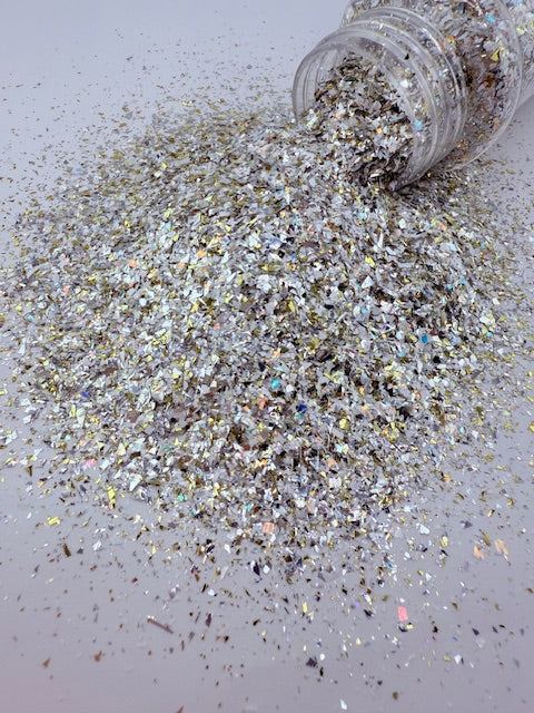 Zero Gravity- White Gold Silver Opal Custom Mixed Crushed Glass Glitter