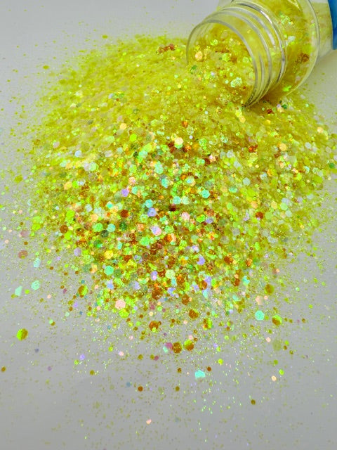 Canary - Irridescent Yellow Color Shift Chunky Mixed Glitter 3-9